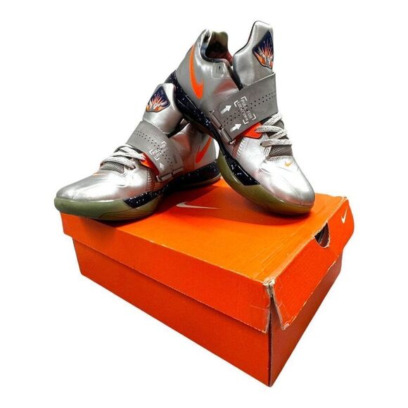 Nike Zoom KD IV 4 AS Basketball Shoes Size 10 Metallic Silver & Orange Galaxy - Picture 2 of 12